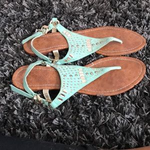 Turquoise jeweled sandals